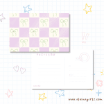 Lilac Ribbon Checkered Postcard | Elaine Girls