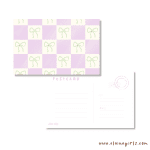 Lilac Ribbon Checkered Postcard | Elaine Girls
