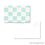 Blue Ribbon Checkered Postcard | Elaine Girls
