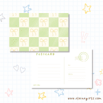 Green Ribbon Checkered Postcard | Elaine Girls