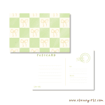 Green Ribbon Checkered Postcard | Elaine Girls