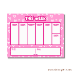 Pink Hearts Weekly Planner Notepad 8.5" x 11" - Image 2