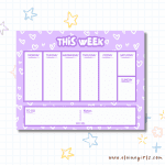 Lilac Hearts Weekly Notepad | Elaine Girls