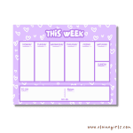 Lilac Hearts Weekly Planner Notepad 8.5" x 11" - Image 2