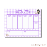 Cat's Weekly Gingham Notepad 8.5" x 11" - Image 2