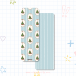 Christmas at Home patterned bookmark with Christmas tree design and light blue striped back by Elaine Girls