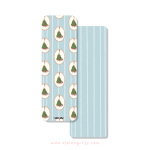 Christmas at Home patterned bookmark with Christmas tree design and light blue striped back by Elaine Girls