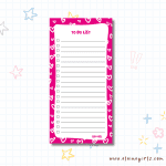 Pink Hearts 4.25 x 8.5 Tall Notepad | Elaine Girls