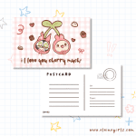 Cherry Love Valentine's Postcard | Elaine Girls