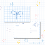 Checkered Blue Coquette Postcard