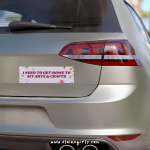 I Need to Get Home to My Arts & Crafts bumper sticker with lilac and fun design and colorful craft-inspired details by Elaine Girls
