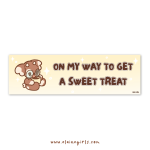 On My Way to Get a Sweet Treat bumper sticker featuring a cute brown cow on a cream background by Elaine Girls