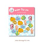 Under the Sea sticker flakes featuring colorful fish, shells, and cute ocean creature illustrations by Elaine Girls