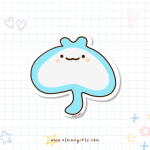 Manta Ray vinyl sticker featuring a cute smiling blue and white manta ray character by Elaine Girls