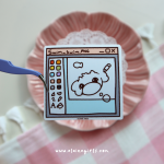 Windows Paint Cow vinyl sticker featuring a cow drawing inside a retro computer paint program window by Elaine Girls