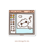 Windows Paint Cow vinyl sticker featuring a cow drawing inside a retro computer paint program window by Elaine Girls
