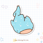 Whale Shark vinyl sticker featuring a cute light blue whale shark with white spots and a happy open-mouth expression by Elaine Girls
