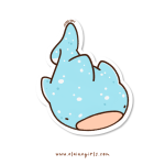 Whale Shark vinyl sticker featuring a cute light blue whale shark with white spots and a happy open-mouth expression by Elaine Girls