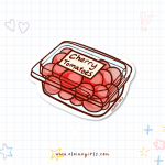 Cherry Tomatoes vinyl sticker featuring an illustrated container of red cherry tomatoes by Elaine Girls
