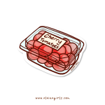 Cherry Tomatoes vinyl sticker featuring an illustrated container of red cherry tomatoes by Elaine Girls