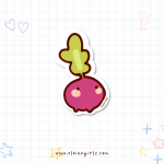 Mini tomato sticker flake featuring a cute illustrated tomato character measuring approximately 0.5 inches by Elaine Girls