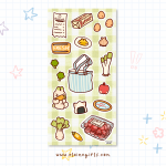 Grocery Day deco sticker sheet featuring groceries, produce, shopping bag, receipt, and cute food illustrations by Elaine Girls