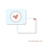 Sweet Bow notecard set with pink bow design, light blue stripes, pink gingham, and scalloped border by Elaine Girls