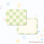 Green Ribbon Checkered Notecard Set